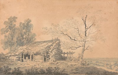 Landskab med lade, ca. 1795 (grafit & vask på papir) af Joseph Mallord William Turner