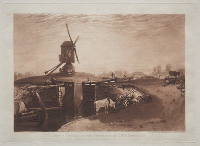 Liber Studiorum: Vindmølle og Lås. af Joseph Mallord William Turner