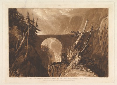 Little Devils Bridge over Russ, over Altdorft, Schweiz Liber Studioru..., 29. marts 1809. af Joseph Mallord William Turner