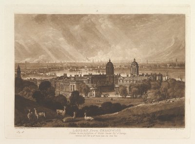 London fra Greenwich Liber Studiorum, del V, plade 26, 1. januar 1811. af Joseph Mallord William Turner