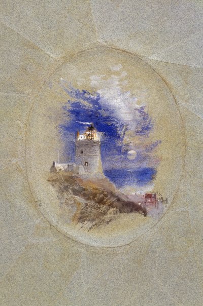 Lowestoffe fyrtårn, ca. 1827 (gouache på papir) af Joseph Mallord William Turner