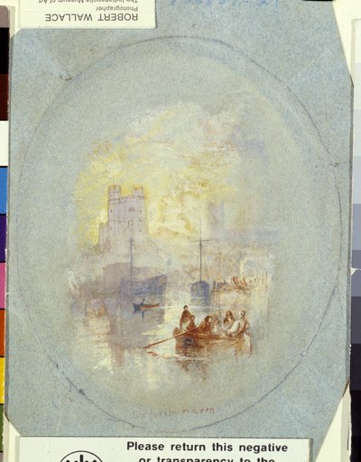 Orford Haven (gouache forstærket med pen og blæk på blåt papir) af Joseph Mallord William Turner