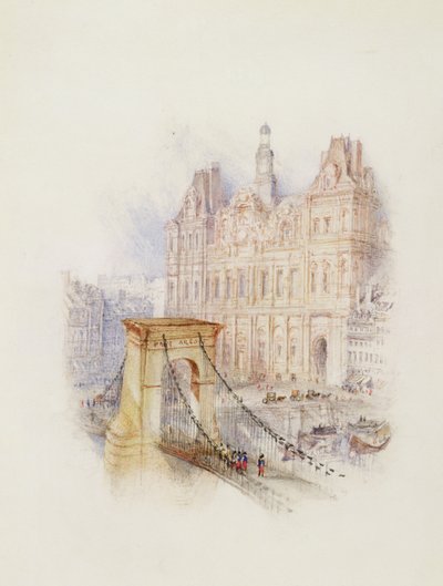 Paris: Hotel de Ville (akvarel, pen og rødt blæk på hvidt vævet papir) af Joseph Mallord William Turner