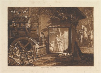 Pembury Mill, Kent Liber Studiorum, del III, plade 12, 10. juni 1808. af Joseph Mallord William Turner