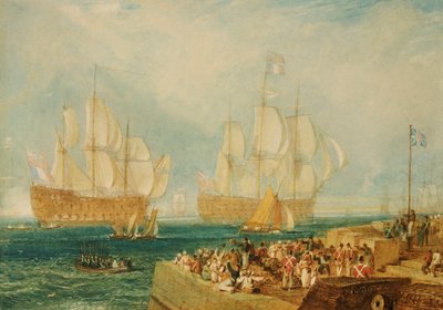 Plymouth Harbour: Bugsering i franske priser af Joseph Mallord William Turner