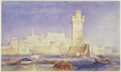 Rhodos, ca. 1823-24 (w/c & kropsfarve på papir) af Joseph Mallord William Turner