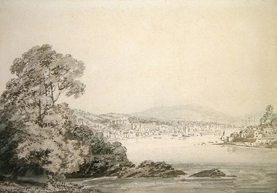 River Scene (pen, blæk og vask på papir) af Joseph Mallord William Turner