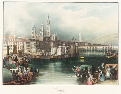 Rouen (Frankrig). Litografi (33x46,9 cm) af Joseph Mallord William Turner (1775-1851) af Joseph Mallord William Turner