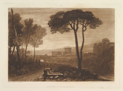 Scene i Campagna Liber Studiorum, del VIII, plade 38, 1. februar 1812 af Joseph Mallord William Turner