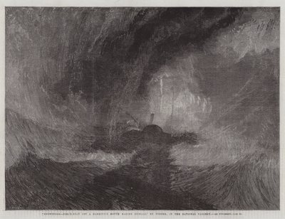 Snestorm, dampbåd ud for en havns mund laver signaler, i National Gallery af Joseph Mallord William Turner
