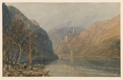 St Goarshausen og Katz Slot, 1817 af Joseph Mallord William Turner