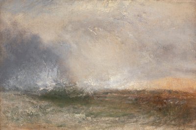 Stormfuldt hav bryder på en kyst af Joseph Mallord William Turner