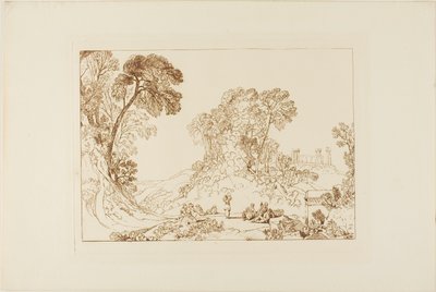 Jupiter-templet på øen Aegina, planche 77 fra Liber Studiorum af Joseph Mallord William Turner