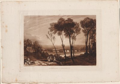 Broen i Mellemafstand, plade 13 fra Liber Studiorum af Joseph Mallord William Turner