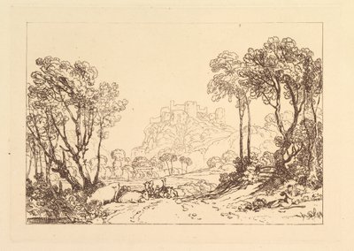 Slottet over engene Liber Studiorum, del II, tavle 8, 1808. af Joseph Mallord William Turner
