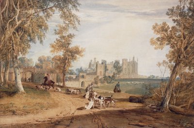 Nordvestfronten, Cassiobury, med hunde og jægere, af Joseph Mallord William Turner