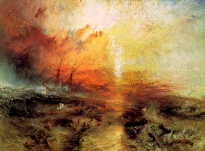 Slaveskibsslaverne kaster de døde og døende overbord, Typhon Coming On, 1840. af Joseph Mallord William Turner
