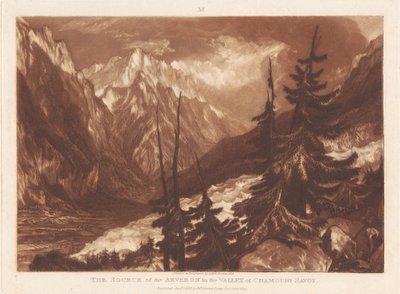 Arveron-flodens udspring i Chamouni-dalen, Savoyen af Joseph Mallord William Turner