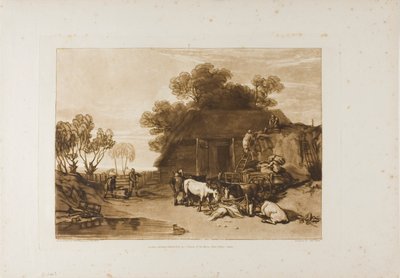 The Straw Yard, tallerken 7 fra Liber Studiorum af Joseph Mallord William Turner