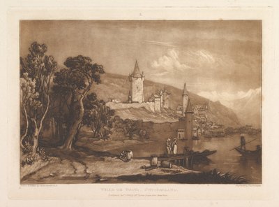 Byen Thun, Schweiz Liber Studiorum, del XII, plade 59, 1. januar, af Joseph Mallord William Turner