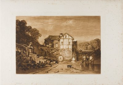 Vandmølle, plade 37 fra Liber Studiorum af Joseph Mallord William Turner