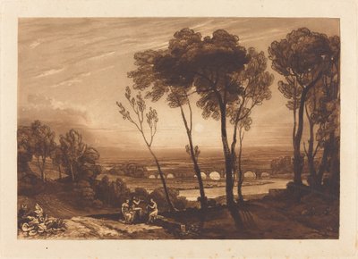 Broen i Mellemafstand af Joseph Mallord William Turner and Charles Turner