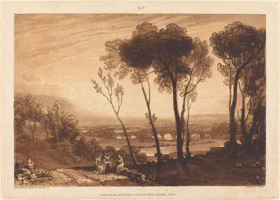 Broen i Mellemafstand af Joseph Mallord William Turner and Charles Turner