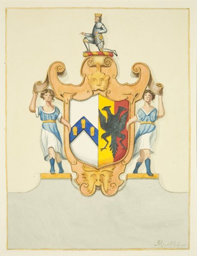 Arms of Bishop Newton på hans monument i Bristol Cathedral (akvarel på papir) af Joseph Manning