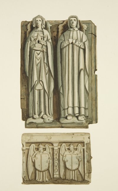 Billedbilleder på Thomas Rowleys og hans kones grav i krypten i St John