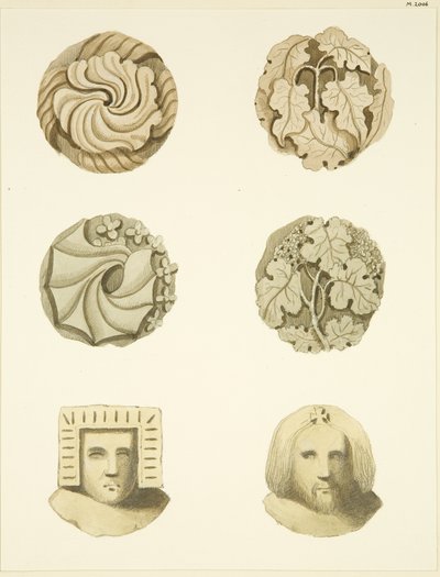 Lyskesten (bosser) i loftet i Redcliffe Church (akvarel på papir) af Joseph Manning