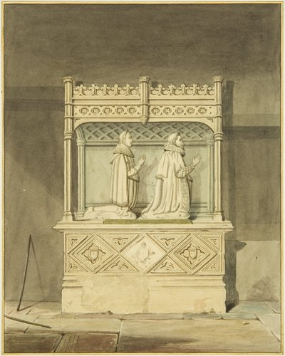 Monument over John Aldworth og hans søn (akvarel på papir) af Joseph Manning