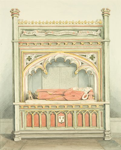 Monument til William Canynges i St Mary Redcliffe (akvarel på papir) af Joseph Manning
