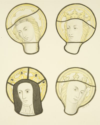 Glasmaleri i østvindue, nordlige tværarm af St Mary Redcliffe (akvarel på papir) af Joseph Manning