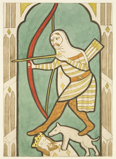 Glasmaleri i nord- og sydvinduer i koret i Bristol Cathedral (akvarel på papir) af Joseph Manning