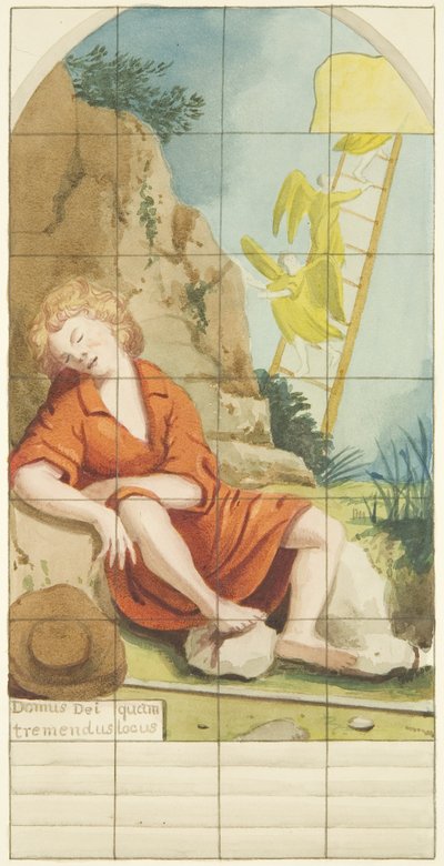 Glasmosaikvindue i den østlige ende af den sydlige sidegang af Bristol Cathedral, der viser Jacob