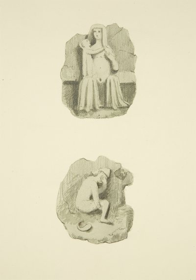 To lyskesten (bosser) i loftet på St Mary Redcliffe (akvarel på papir) af Joseph Manning