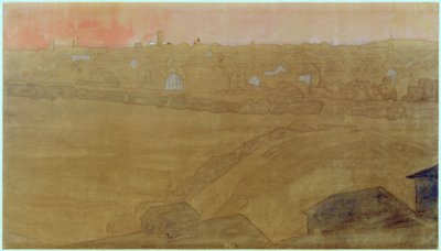 Bysilhuet af Darmstadt med bryllupstårnet af Joseph Maria Olbrich