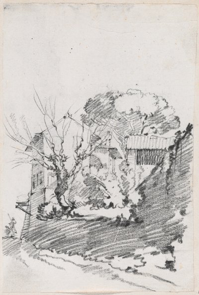 Huse ved siden af en vej i Italien af Joseph Marie Vien