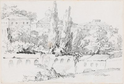 Roms mure med Santa Maria del Popolo i det fjerne af Joseph Marie Vien