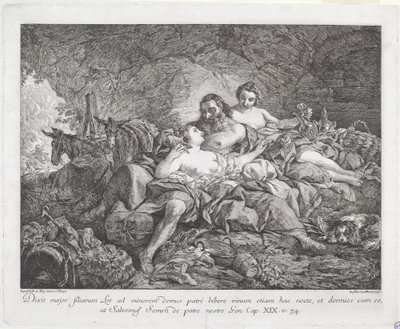 Lot og hans døtre af Joseph Marie Vien after Jean François de Troy