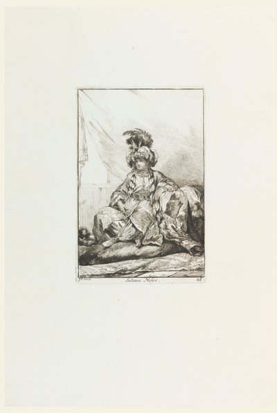 Black Sultane (The Black Sultana), plade 28 fra serien Caravanne du Sultan i Mekka (Sultans campingvogn til Mekka) af Joseph Marie Vien the Elder