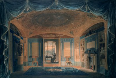 The Breakfast Room, Pitzhanger Manor, 1802 (pen og blæk med wc på papir) af Joseph Michael Gandy