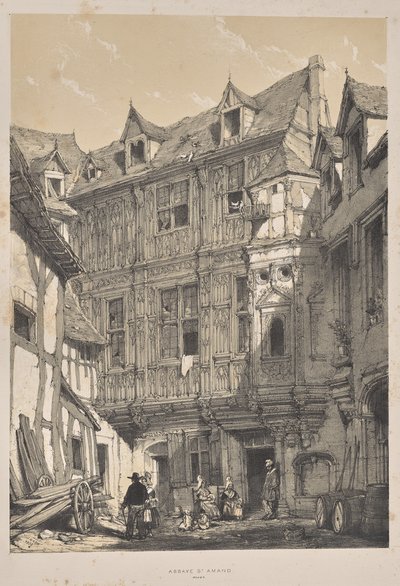 Middelalderens arkitektur: Abbaye St. Amand, Rouen af Joseph Nash