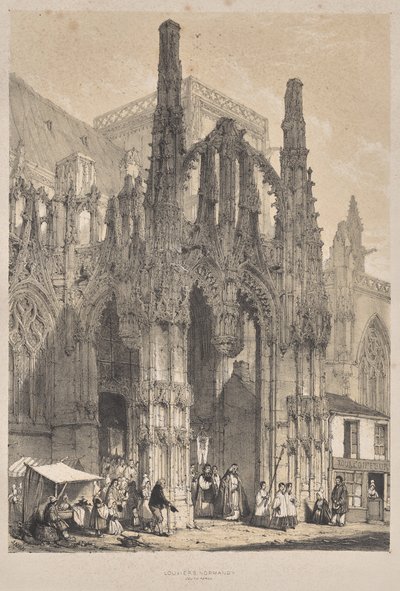 Middelalderens arkitektur: Louviers, Normandiet, South Porch af Joseph Nash