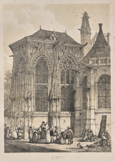 Middelalderens arkitektur: St. Jacques, Dieppe, East End, Eksteriør af Joseph Nash