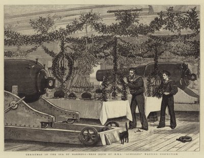 Jul i Marmorahavet, messdækket på HMS Achilles venter på inspektion af Joseph Nash