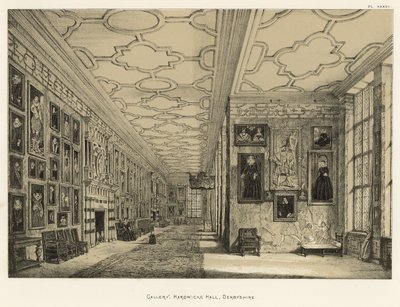 Gallery, Hardwicke Hall, Derbyshire af Joseph Nash