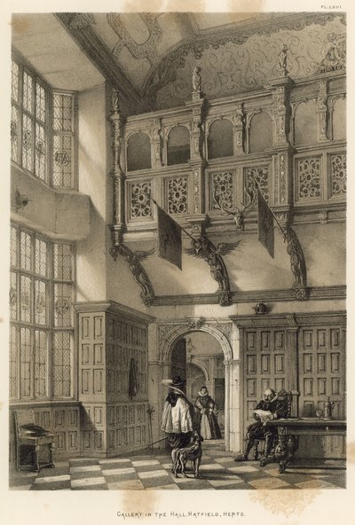 Galleri i Hall, Hatfield, Herts af Joseph Nash