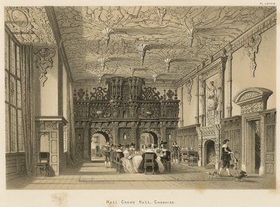 Hall, Crewe Hall, Cheshire af Joseph Nash