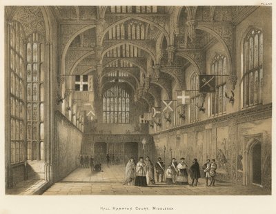 Hall, Hampton Court, Middlesex af Joseph Nash